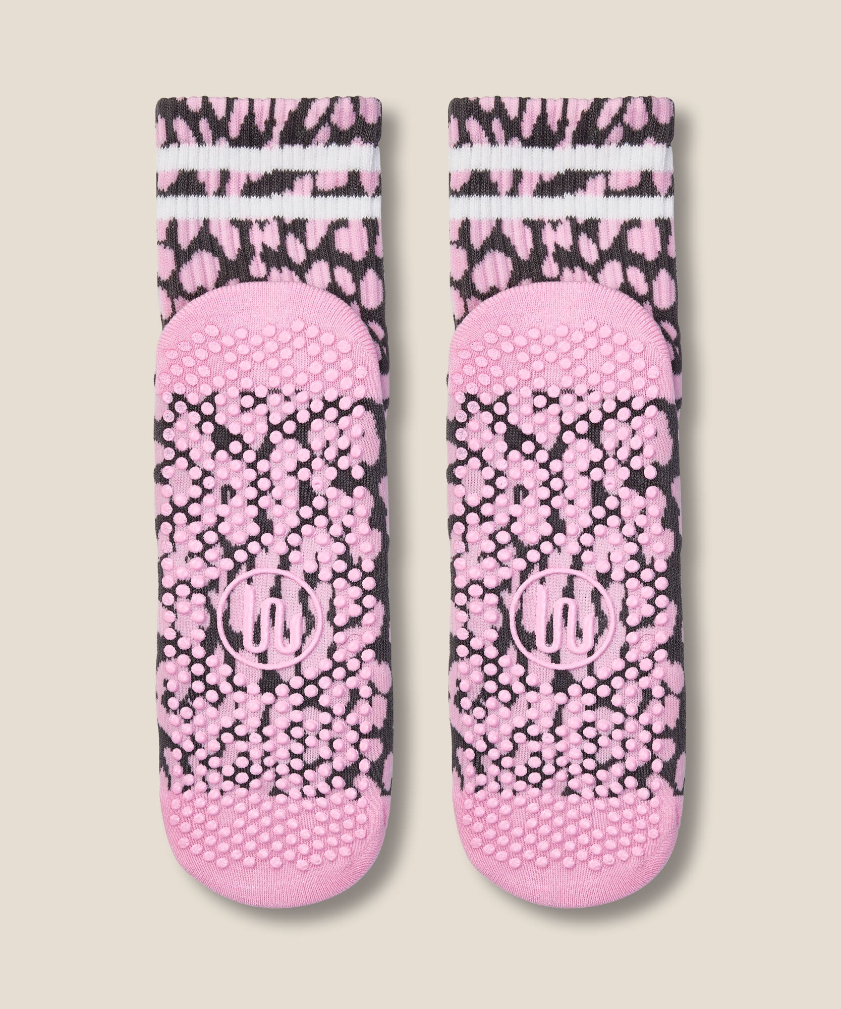 Crew Grip Socks - Cheetah Stripe Pink