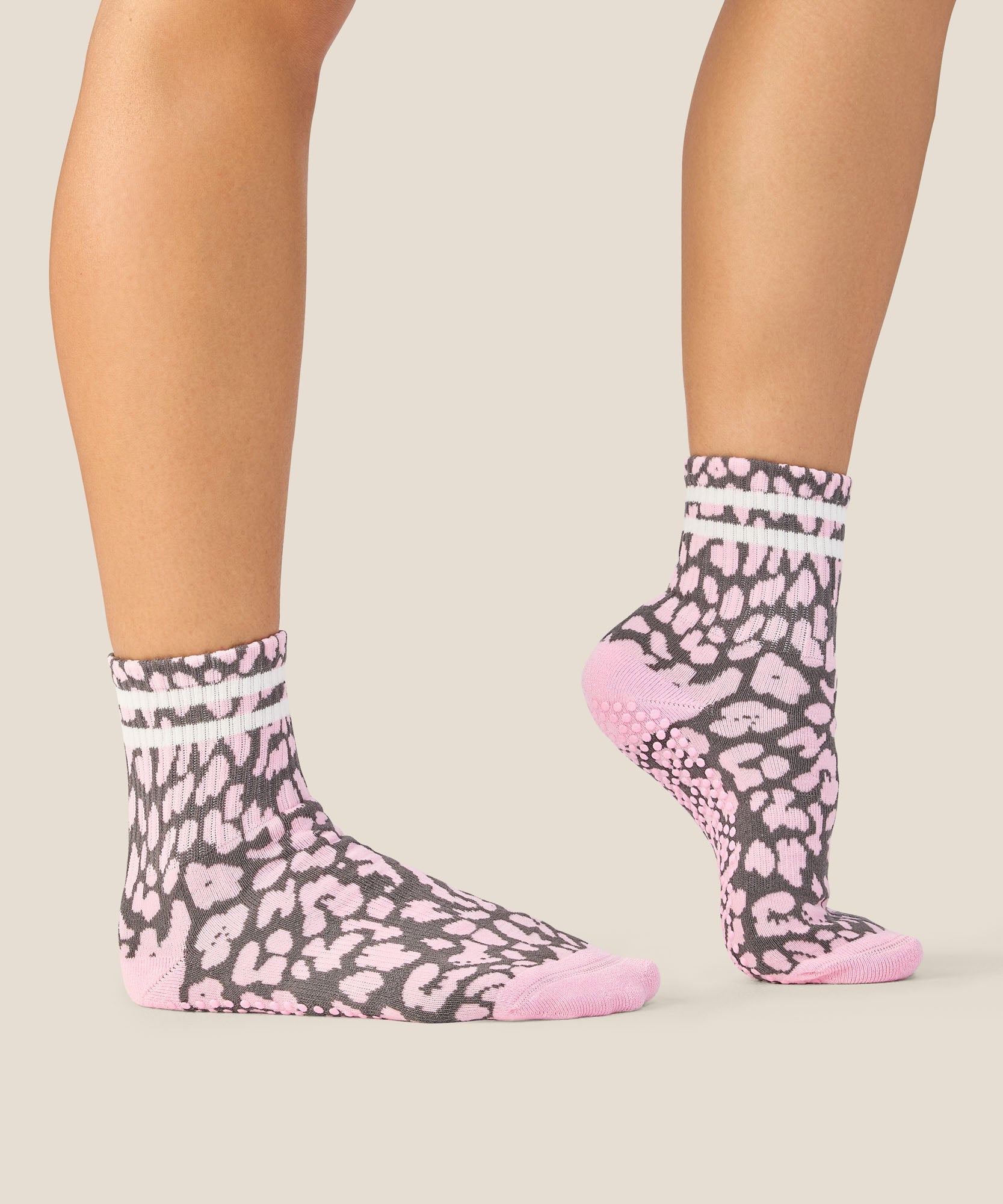 Crew Grip Socks - Cheetah Stripe Pink