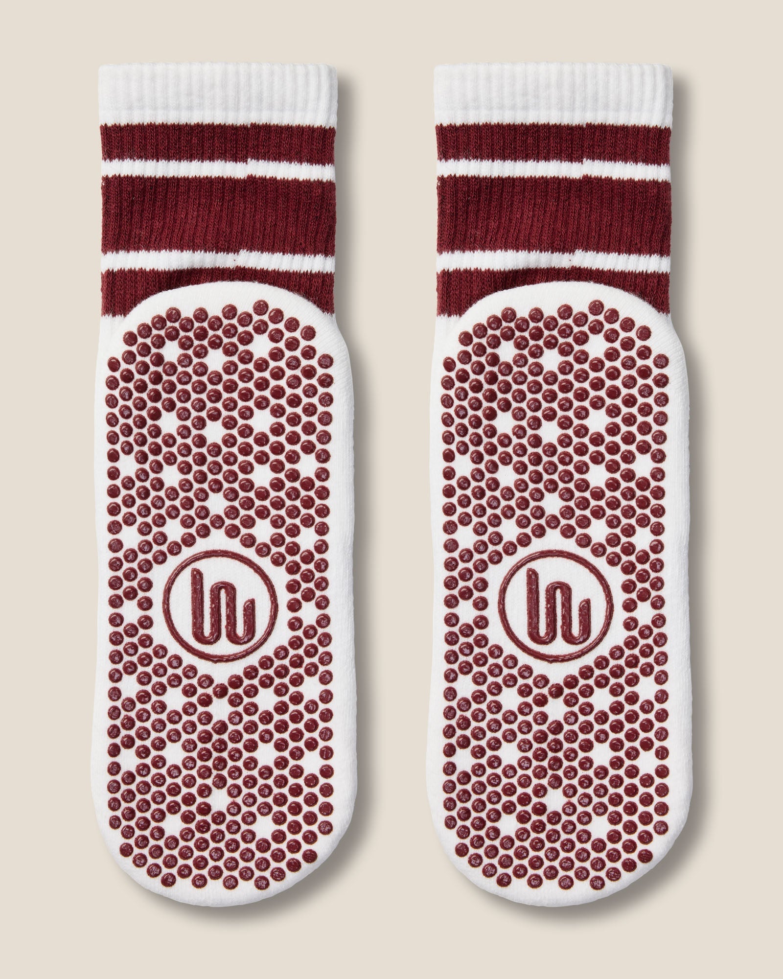 Crew Grip Socks - White Cabernet Stripe