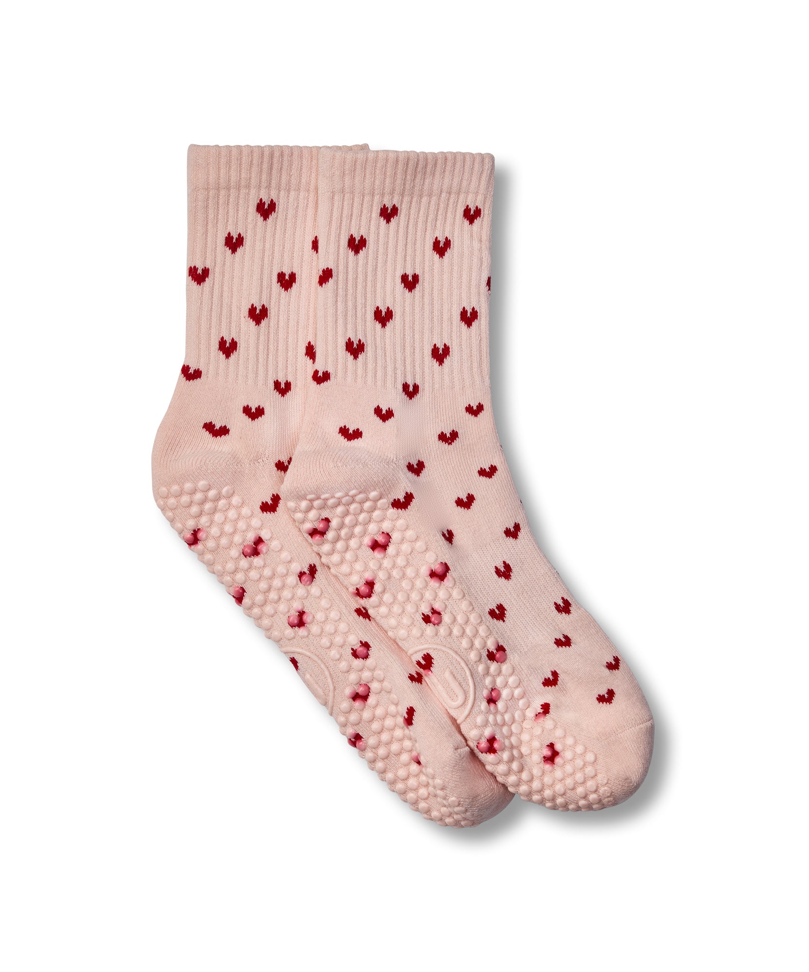 Crew Non Slip Grip Socks - Pink Hearts
