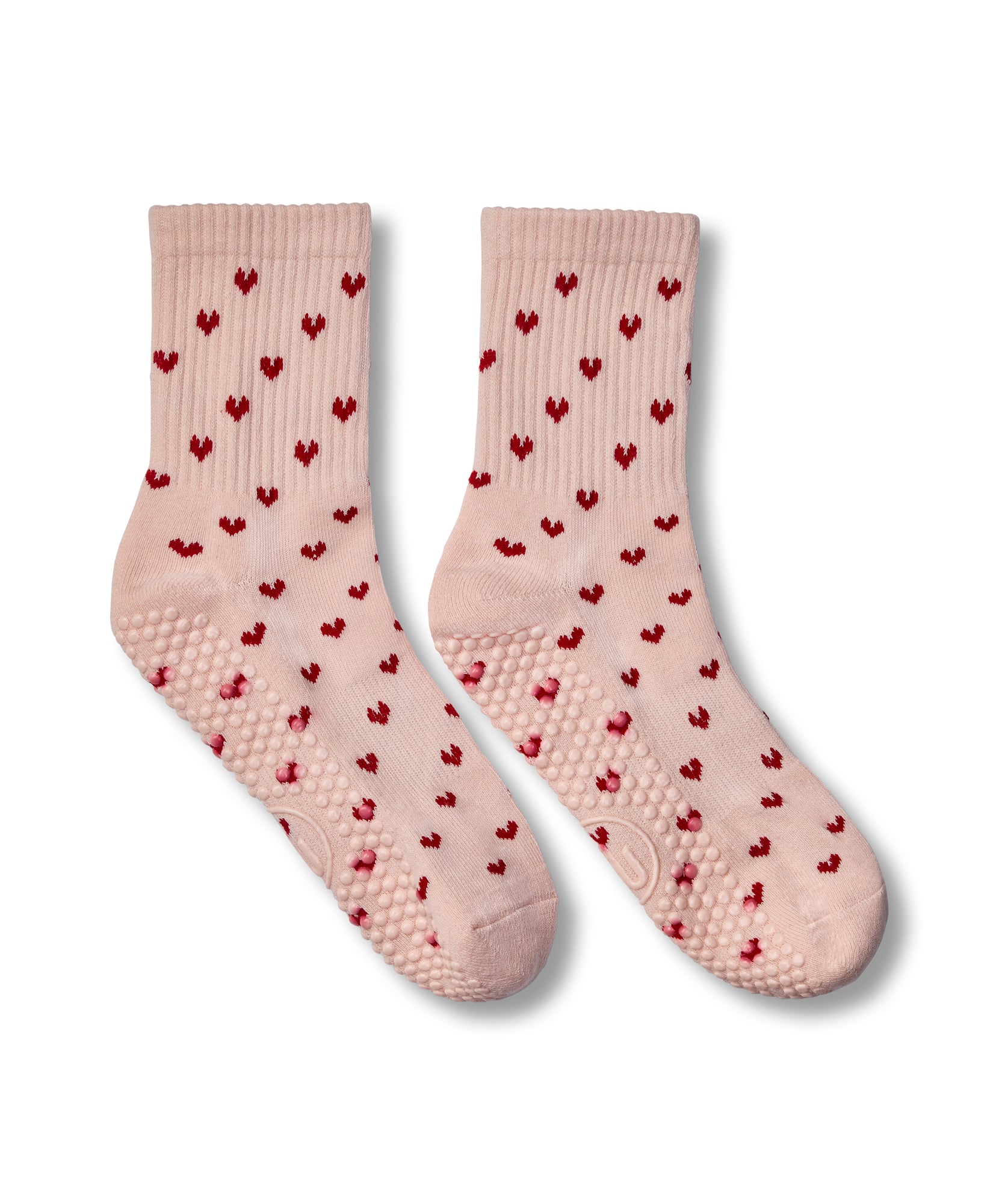 Crew Non Slip Grip Socks - Pink Hearts