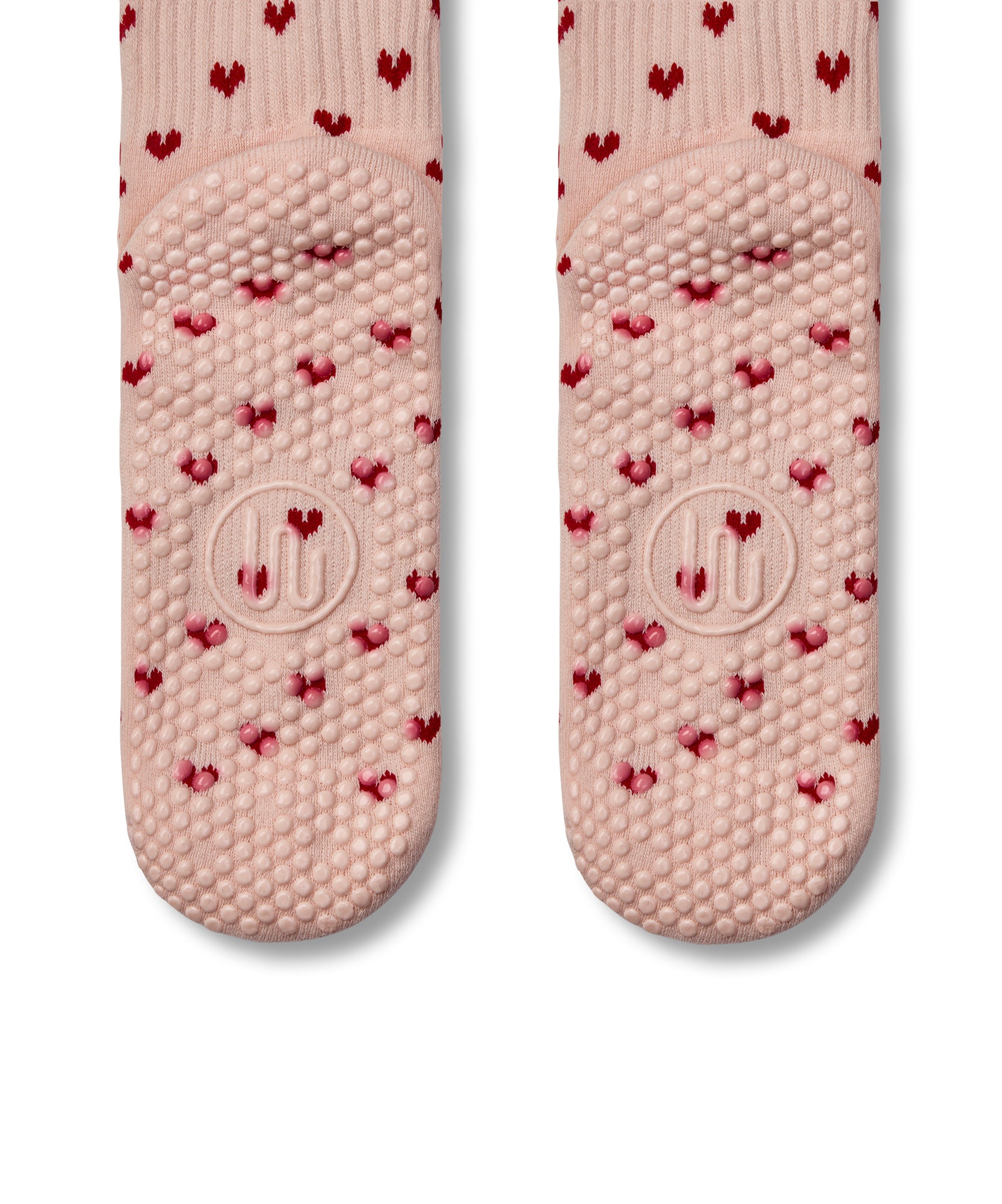 Crew Non Slip Grip Socks - Pink Hearts
