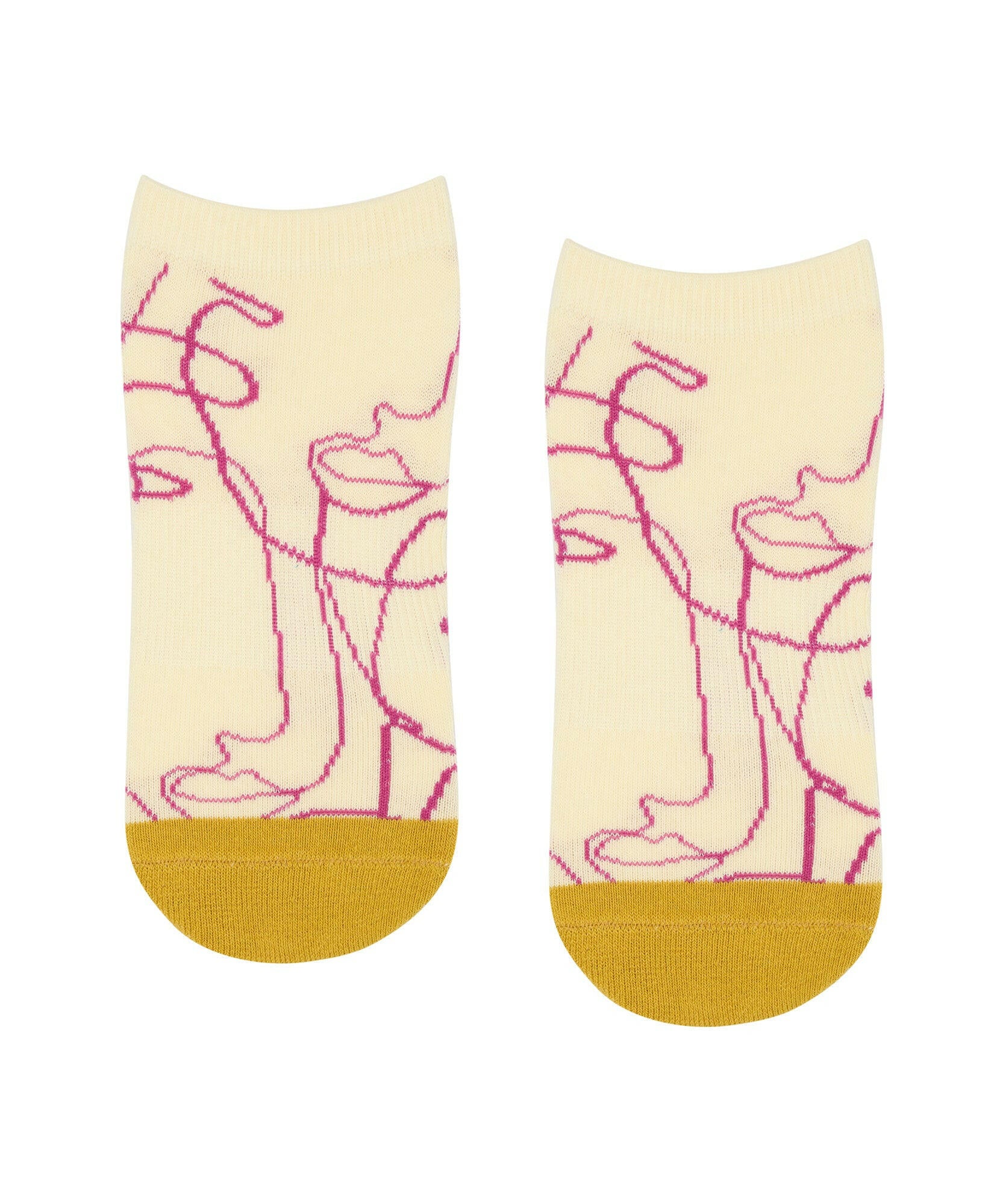 Classic Low Rise Grip Socks - Ivory Abstract.