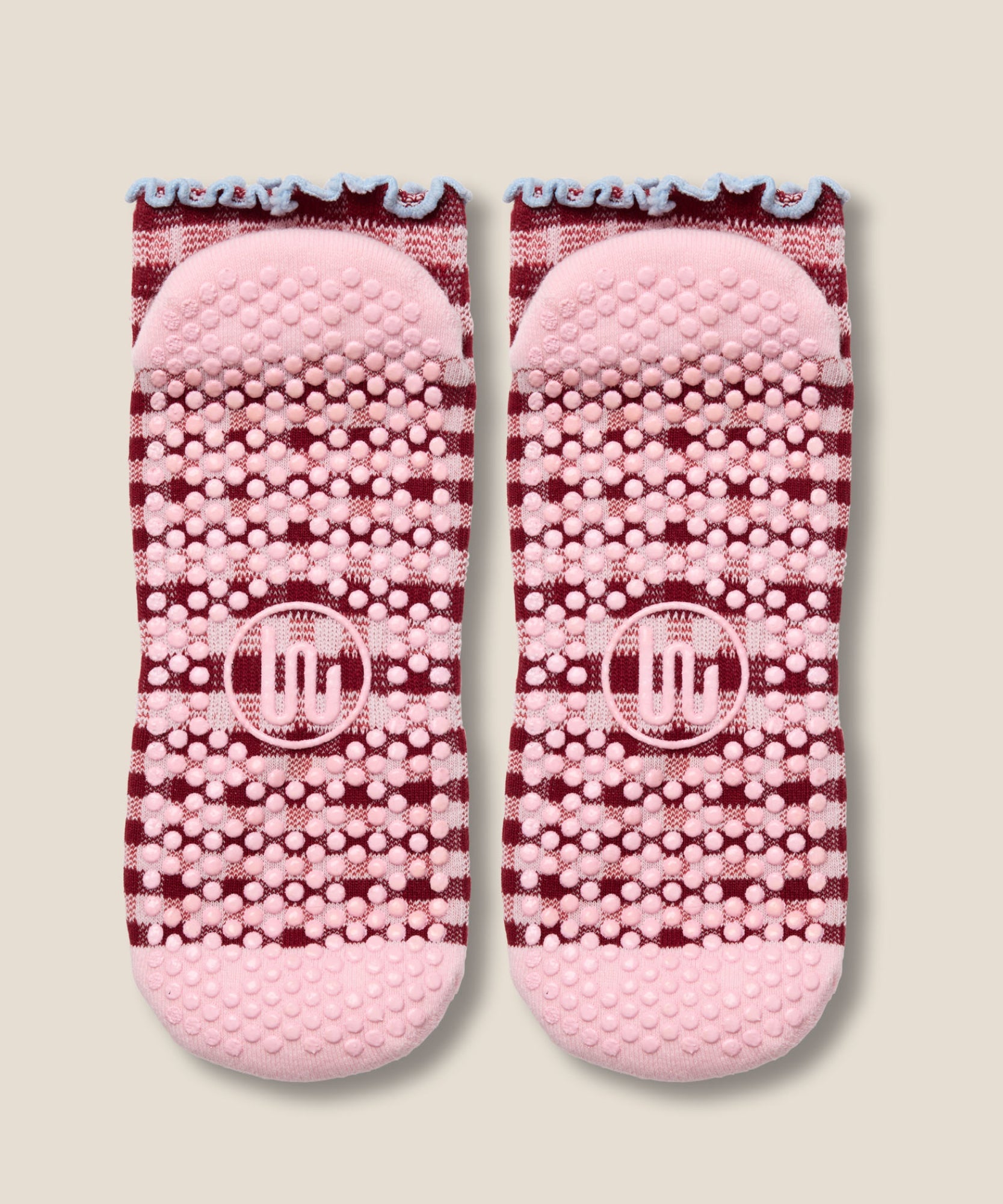 Low Rise Grip Socks - Picnic Check Red