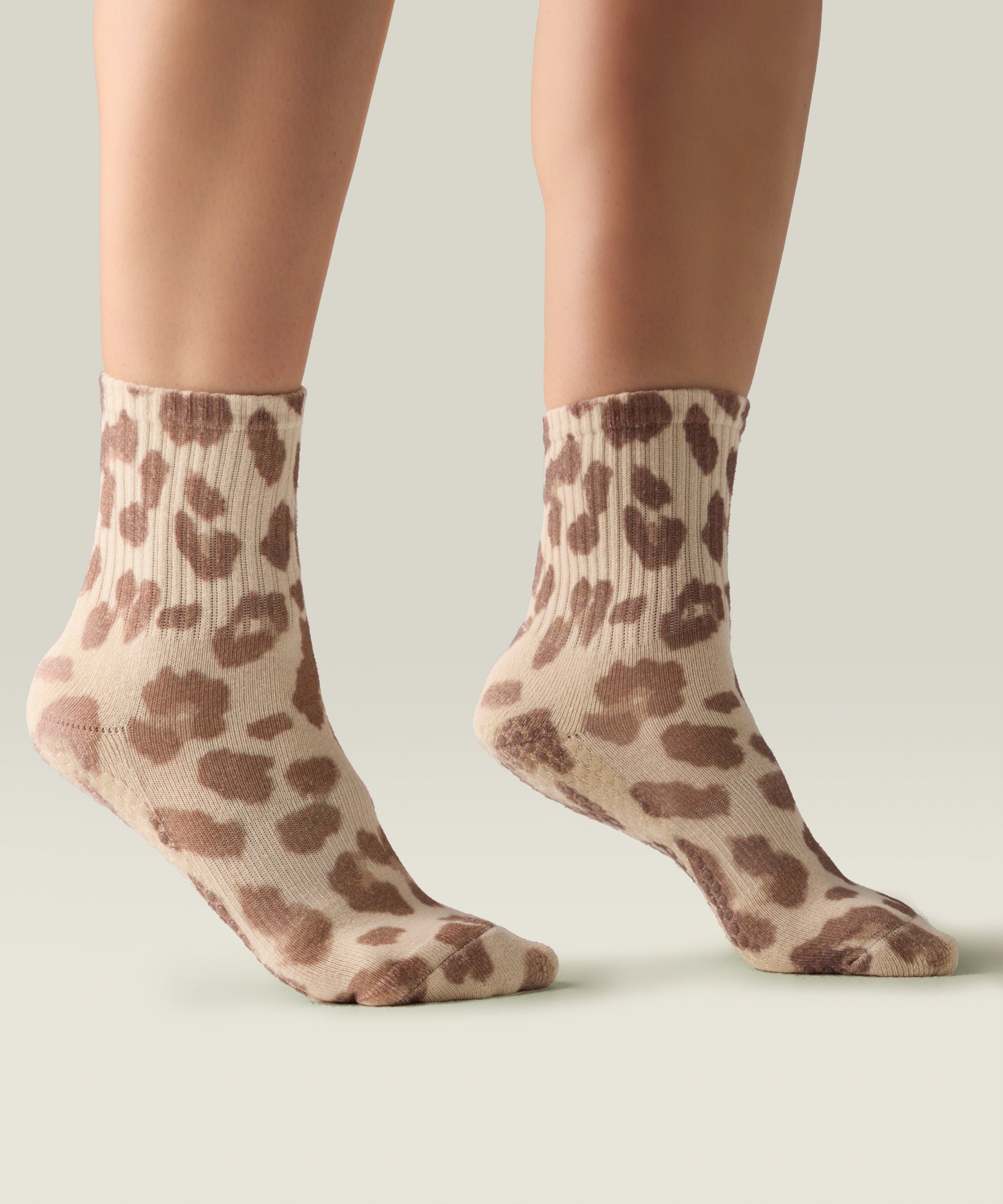 Crew Non Slip Grip Socks - Leopard