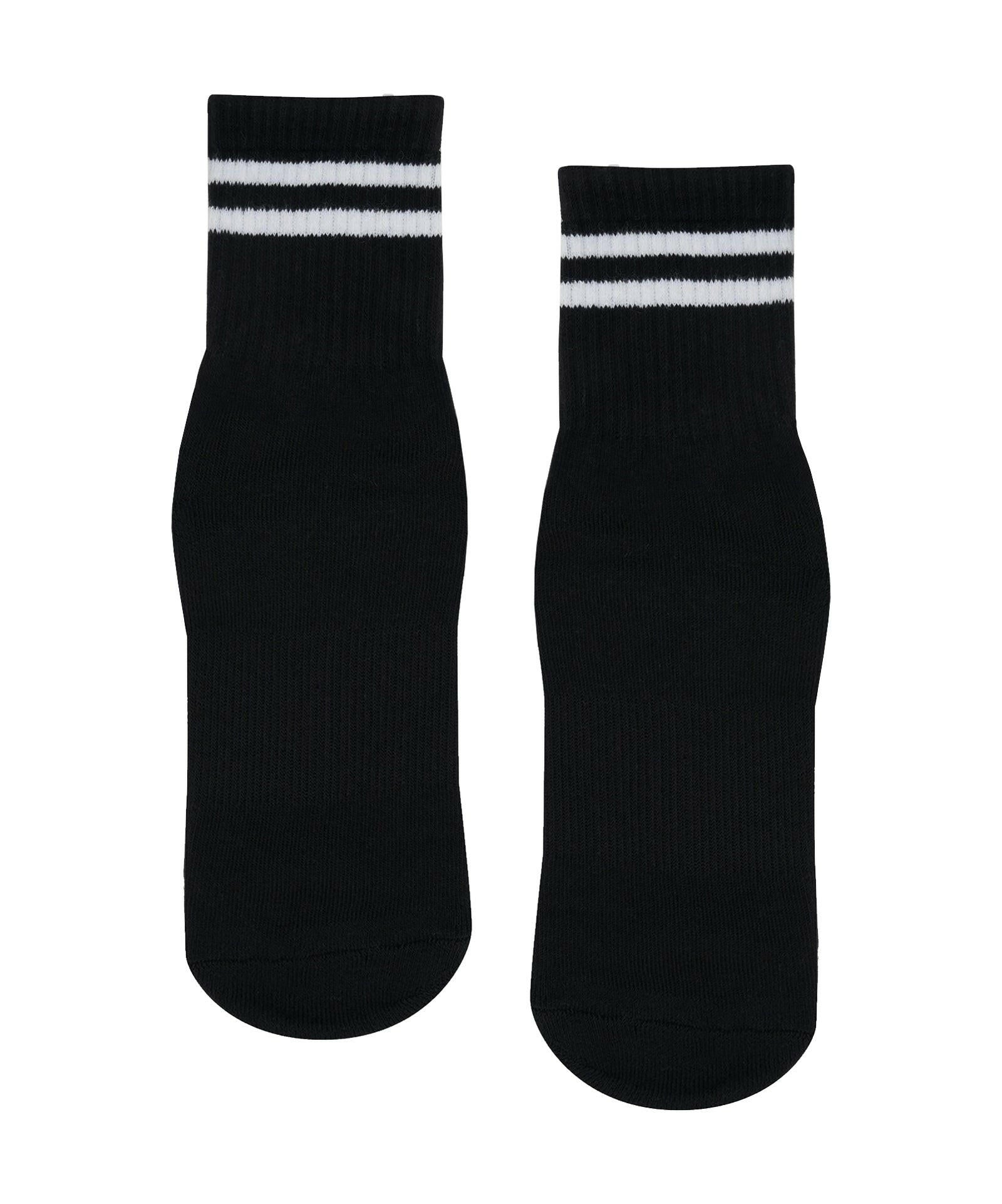 Crew Non Slip Grip Socks - Sporty Stripe Black.