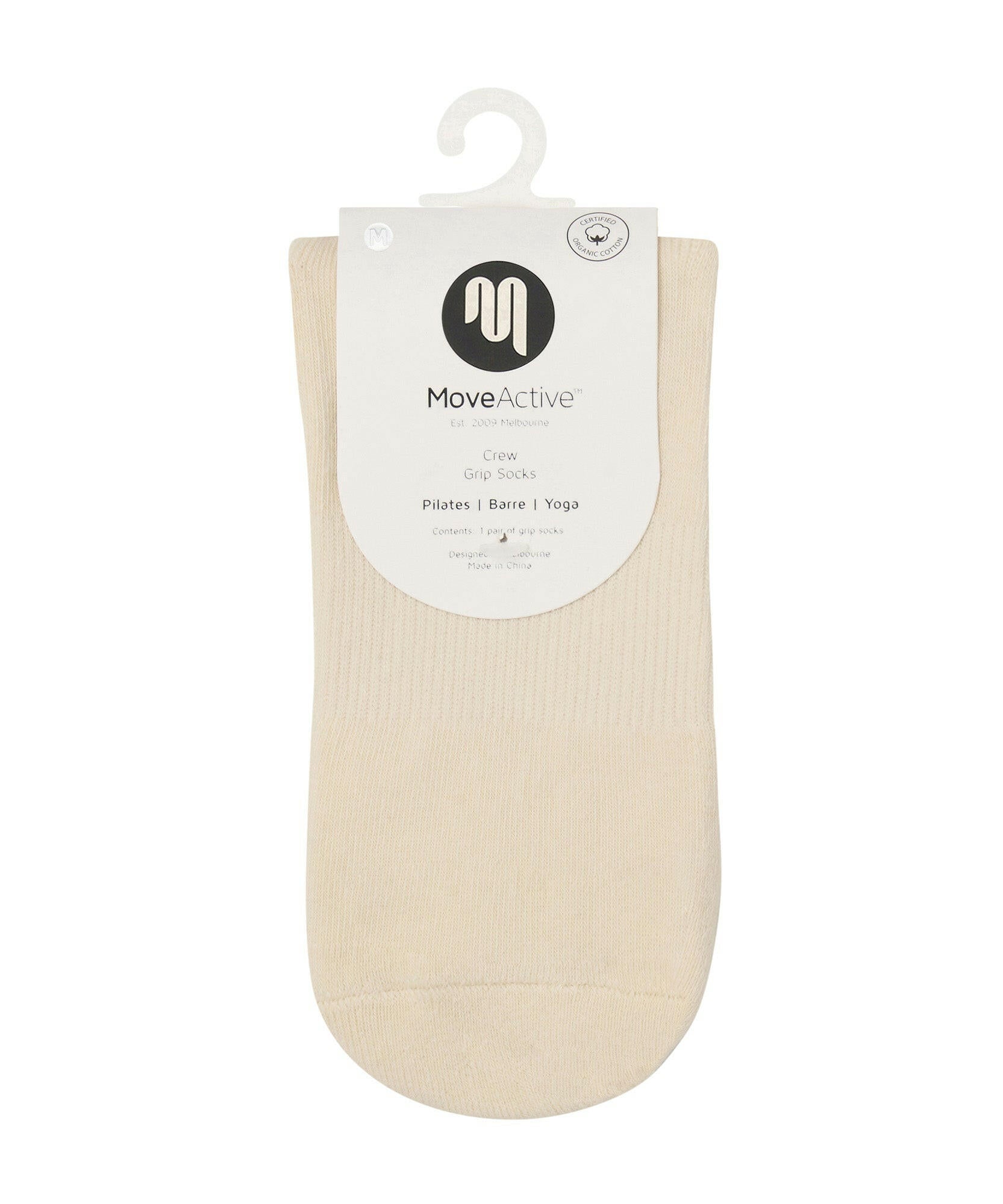 Crew Non Slip Grip Socks - Stripe Vanilla & Sage.